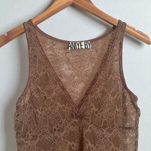 ‘Aniye By’ Y2K Inspired Sheer Lace Midi Cover Dress in Chocolate Brown sz Small